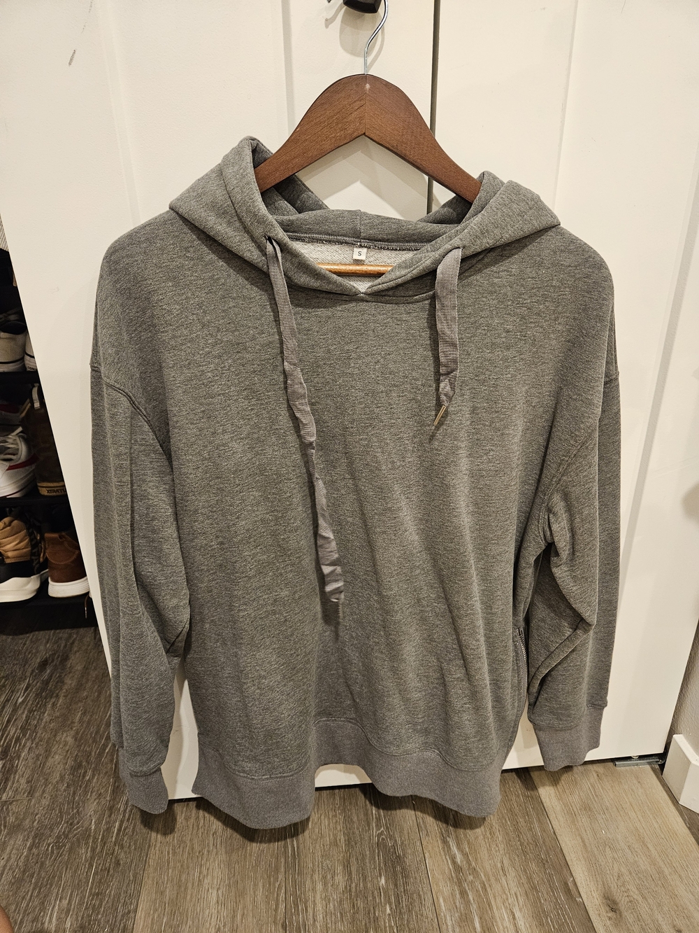 Amazon Women's Gray Hooded Pullover Sweatshirt